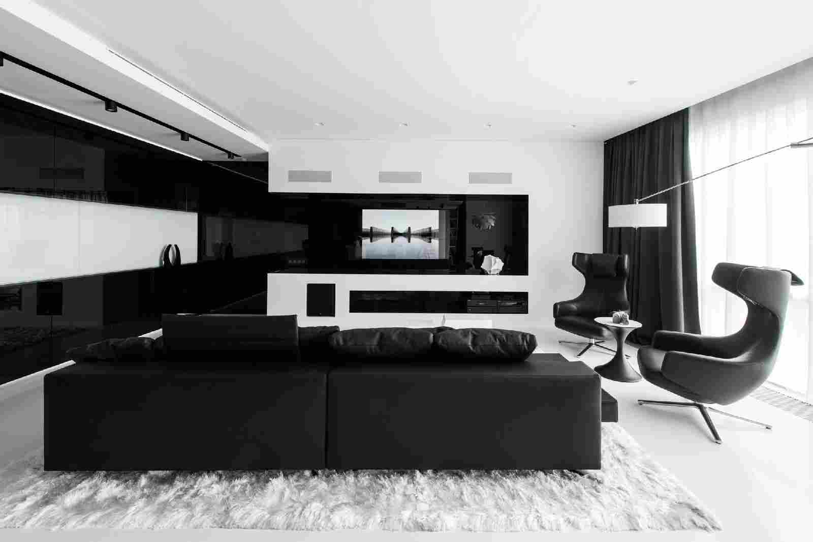 Chic living room decor in black and white