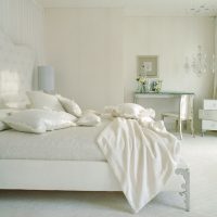 beautiful bedroom interior in white color photo