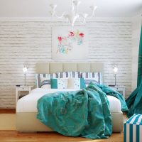 bright interior of the apartment in turquoise color picture