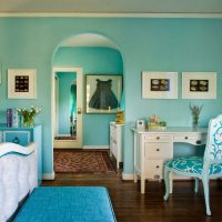 unusual design of the apartment in turquoise color picture