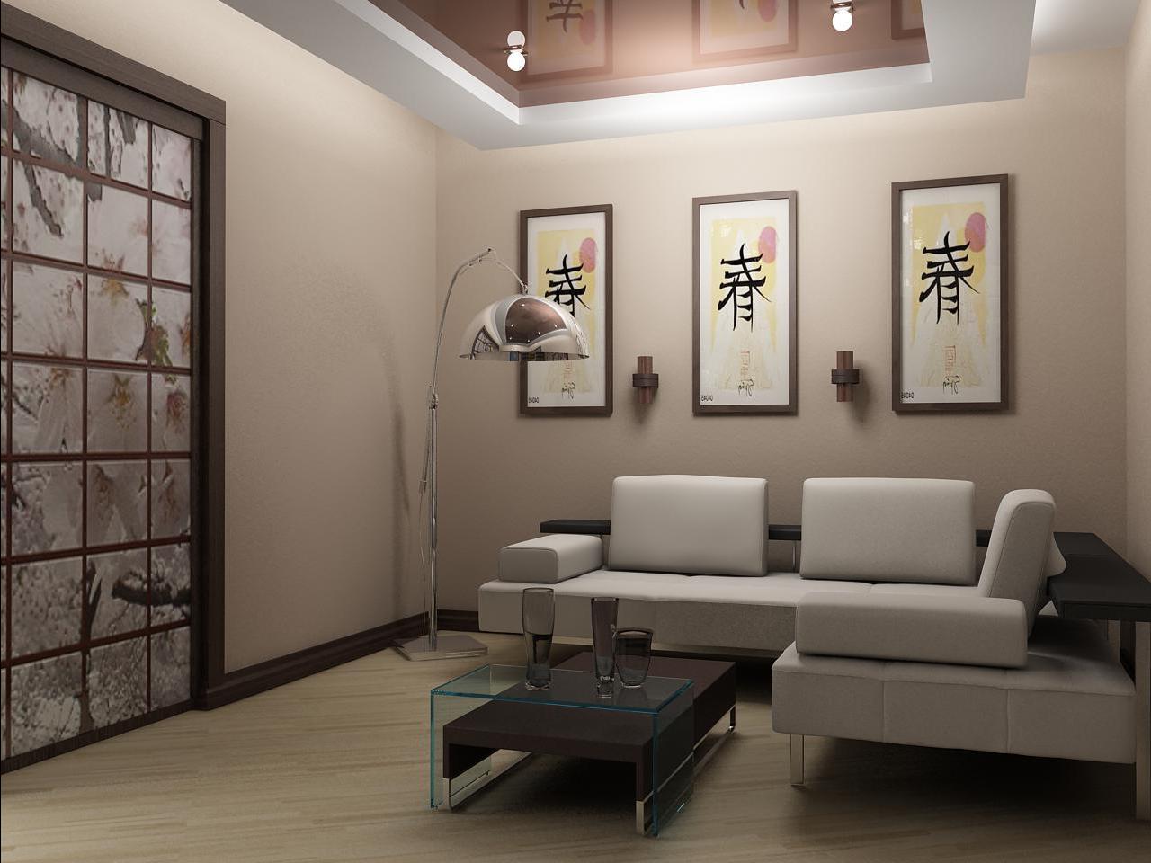 bright japanese style living room design