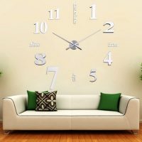 wooden clock in the living room in high-tech style photo