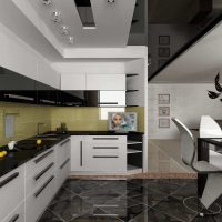 beautiful black ceiling in the decor of the kitchen photo