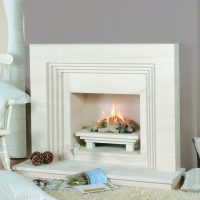 built-in electric fireplace in the house photo