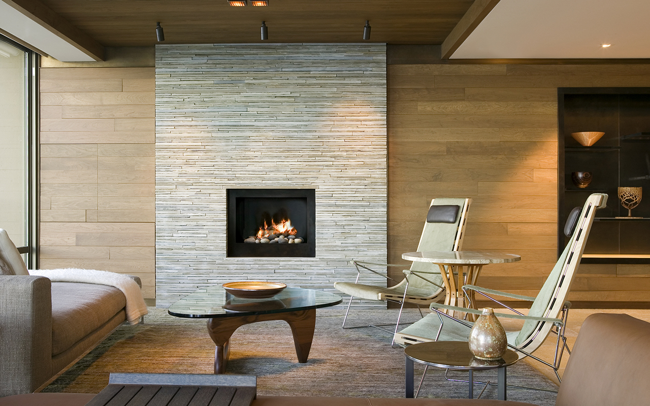 double-sided fireplace in the bedroom