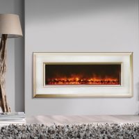 corner electric fireplace in the hall photo