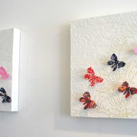 beautiful butterflies in the interior of the room picture