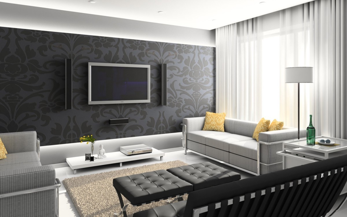 refined apartment interior in black