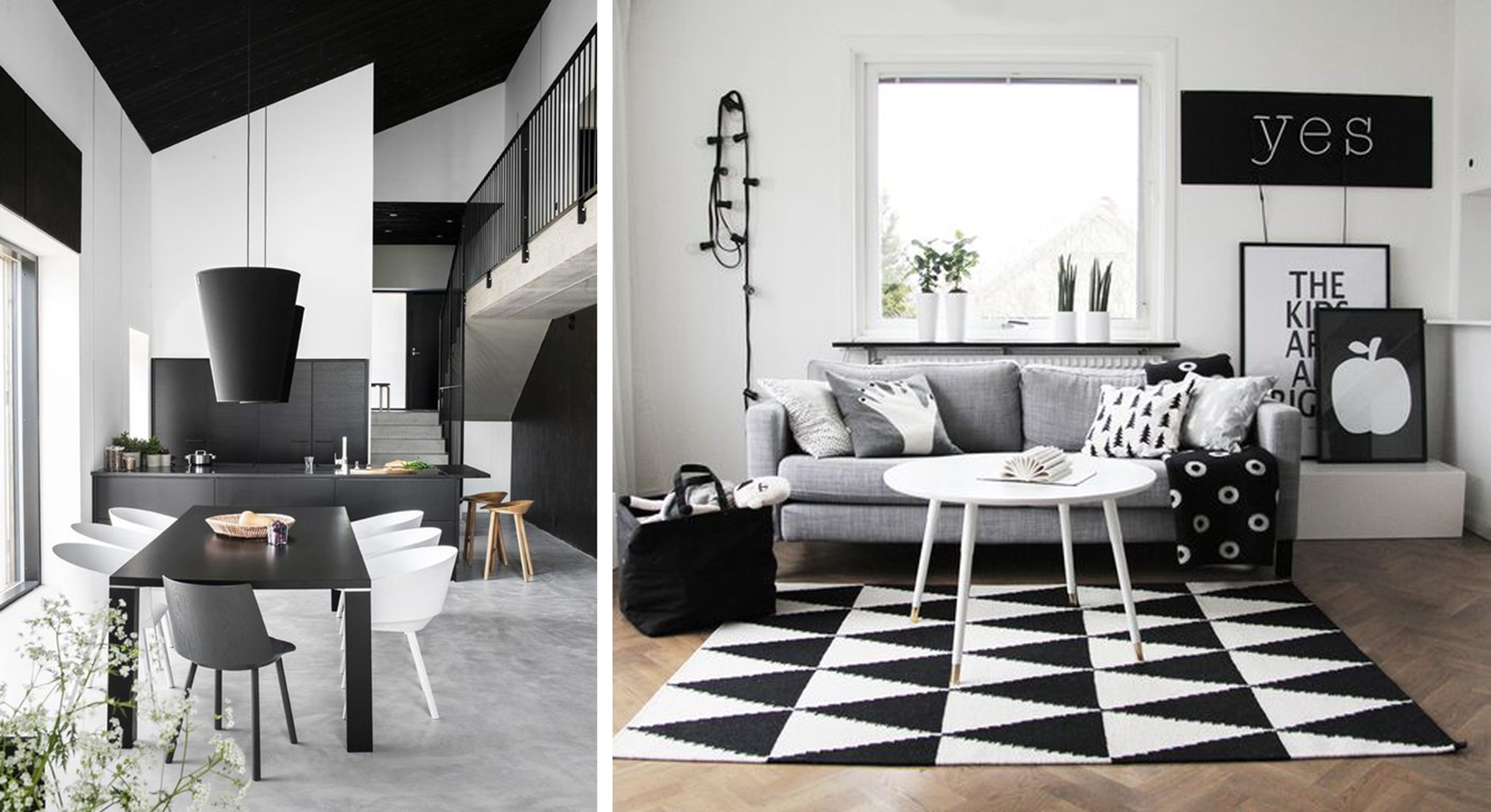 chic bedroom design in black and white