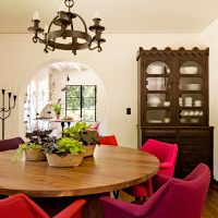 bright living room design in fuchsia color photo