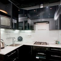 beautiful decor of the apartment in black color photo