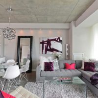 style of ceiling with a solution of concrete in the house photo