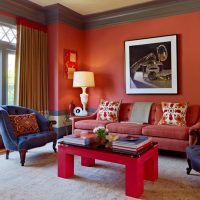 nice terracotta color in the design of the living room picture