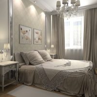 bright bedroom design in different colors of the photo