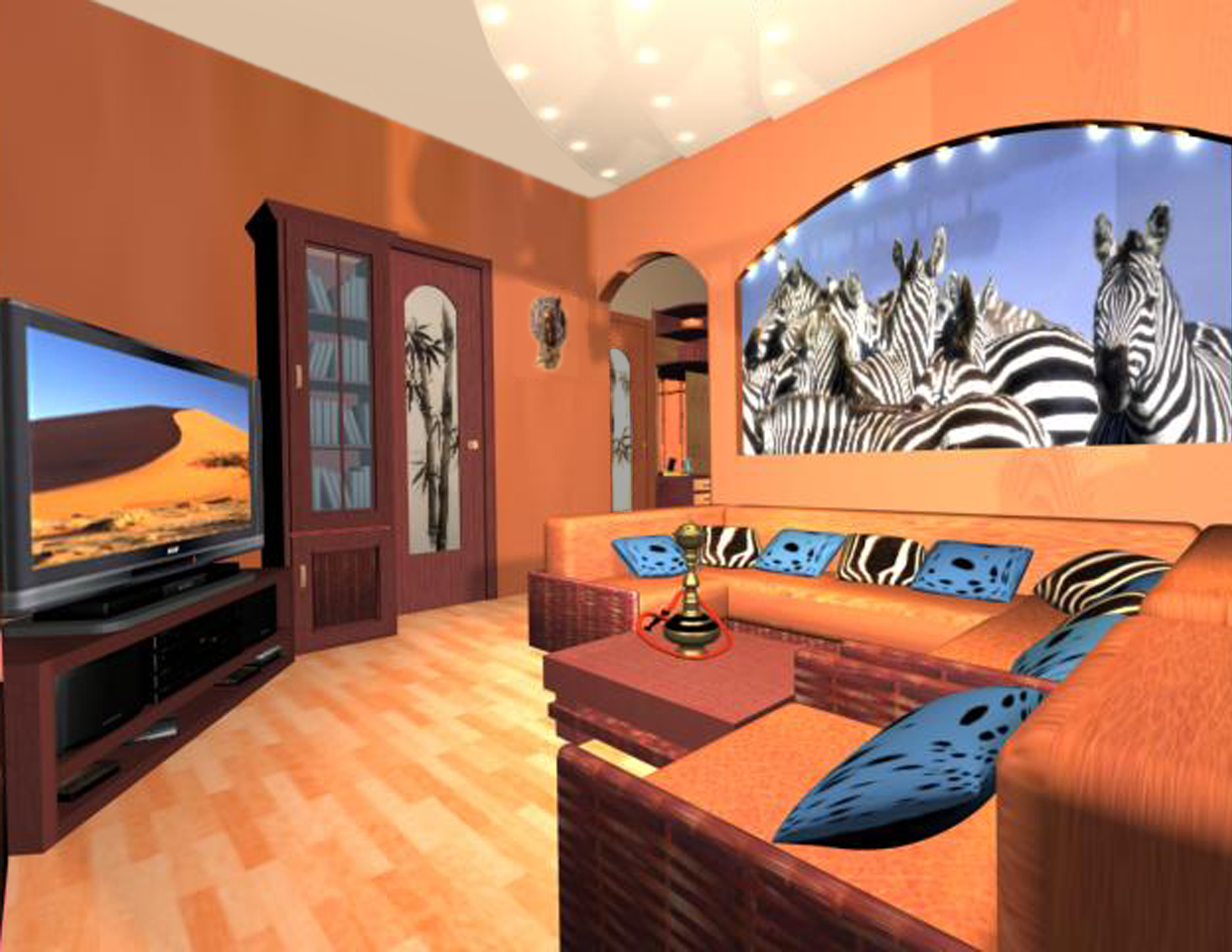 bright interior in african style apartment