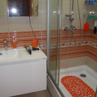bright interior of a bathroom with a bright shower