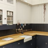 bright design of beige kitchen in eco photo style