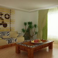 bright bedroom interior in african style photo