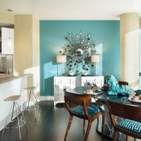 beautiful kitchen style in turquoise color photo