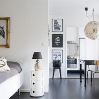 bellissimo design della camera da letto in bianco e nero