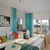 light design of the bedroom in turquoise color picture
