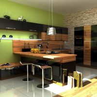 bright kitchen design in ethnic style photo