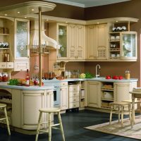 bright design of beige kitchen in classic style picture