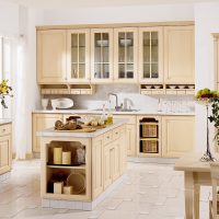 beautiful design of beige kitchen in classic style picture
