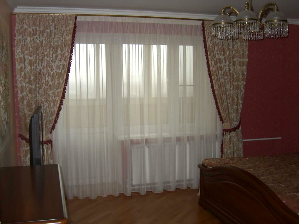 light polyester tulle in the bedroom interior