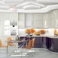 design luminoso di una cucina bianca con una sfumatura di immagine grigia
