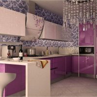 bel intérieur de cuisine en photo couleur fuchsia