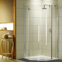 bright interior of a bathroom with a light-colored shower photo