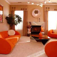 nice terracotta color in the design of the living room photo