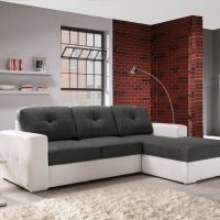 leather corner sofa in the design of the apartment picture