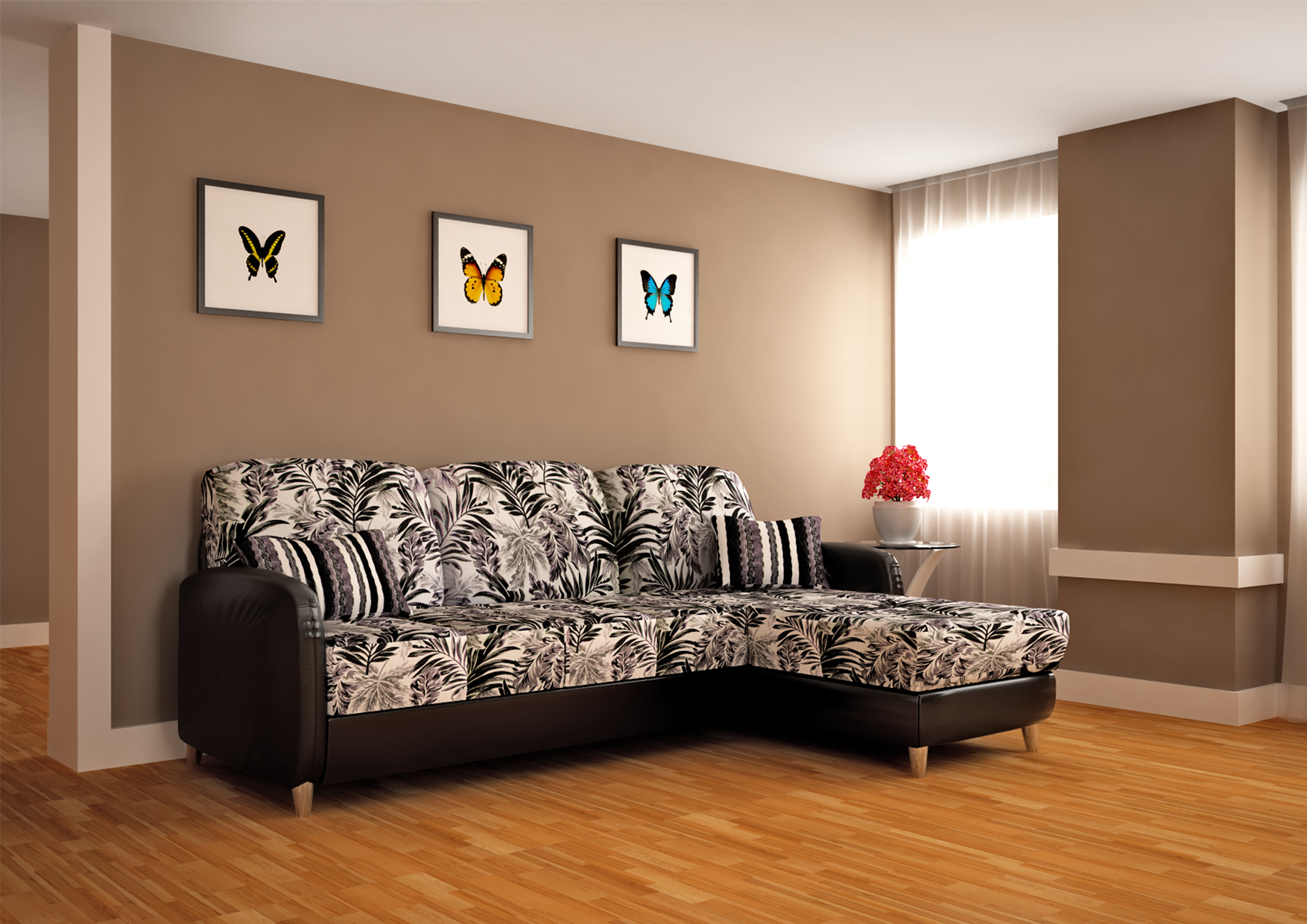 leather corner sofa in the design of the apartment