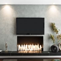 built-in fireplace in the apartment picture
