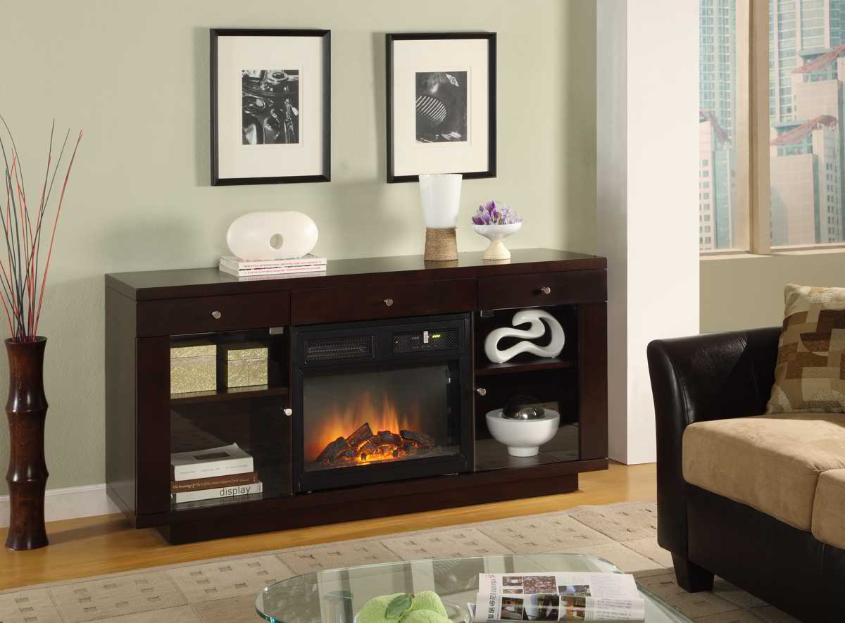 hinged electric fireplace in the apartment