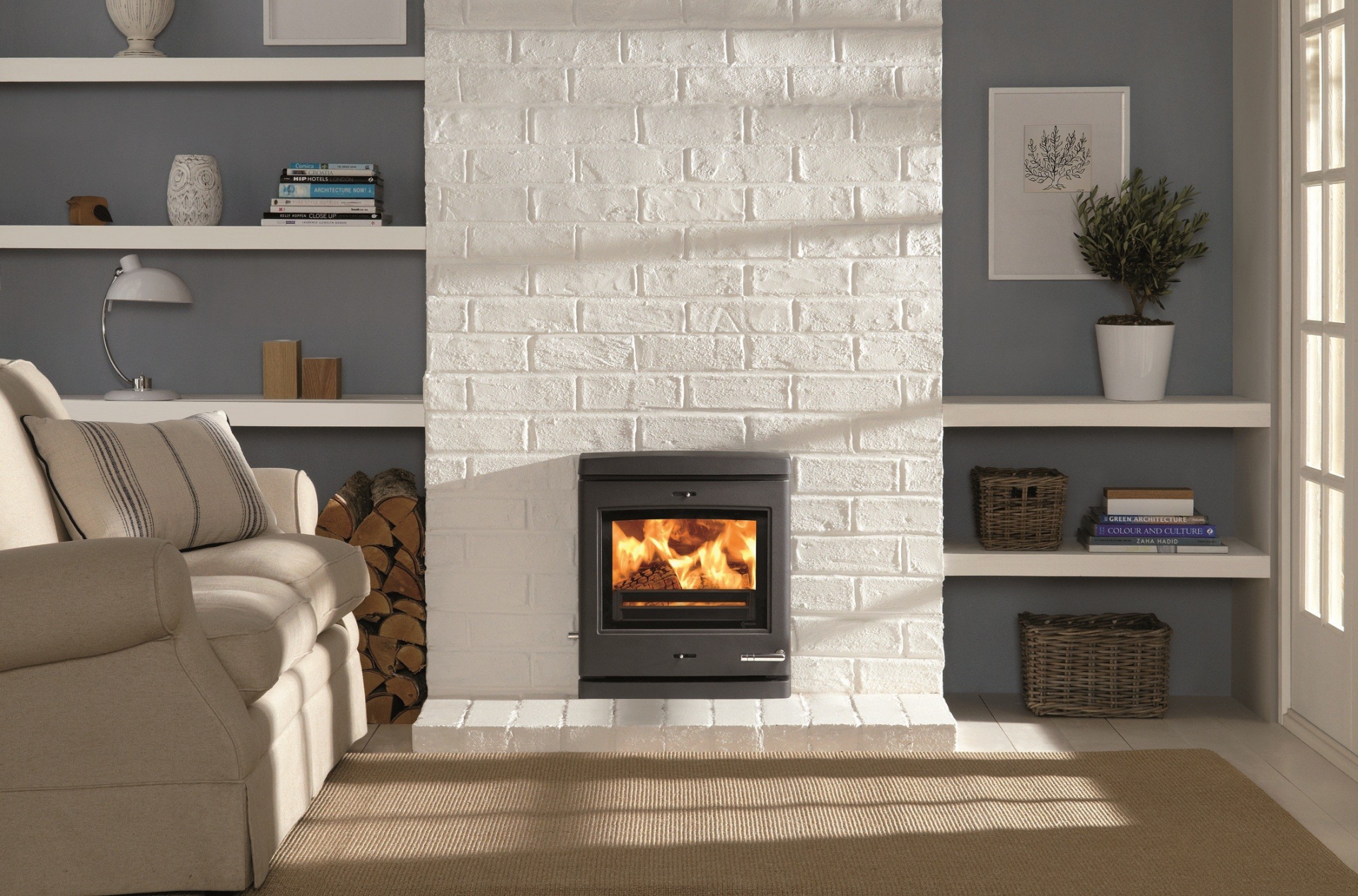 separate electric fireplace in the living room