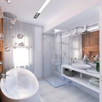 beautiful style of the bathroom with a bright shower