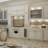 bellissimo design di una cucina bianca con un tocco di foto beige