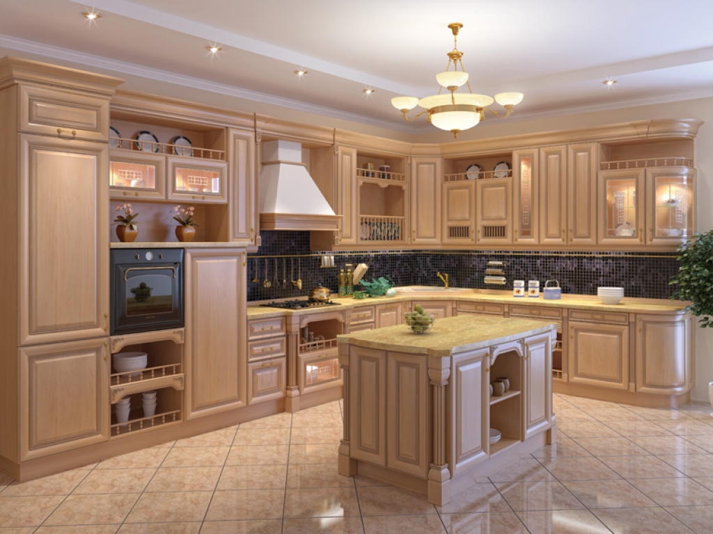 beautiful beige high-tech kitchen interior