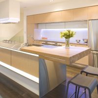 intérieur lumineux de la cuisine beige dans le style de l'image minimalisme