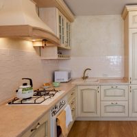 bright beige kitchen design in country style picture