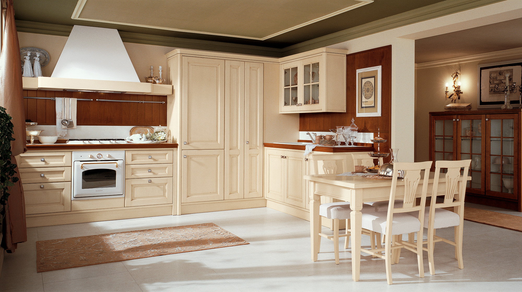 beautiful design of beige kitchen in provence style
