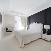 arredamento elegante camera da letto in bianco e nero a colori