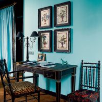 bright bedroom style in turquoise color photo