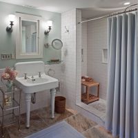 beau style d'une salle de bain avec douche en couleurs sombres photo