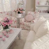 beautiful bedroom interior in the style of shabby chic photo