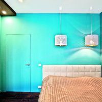 aquamarine color in the design of the hallway photo