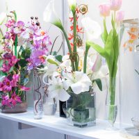artificial flowers in the decor of the living room photo